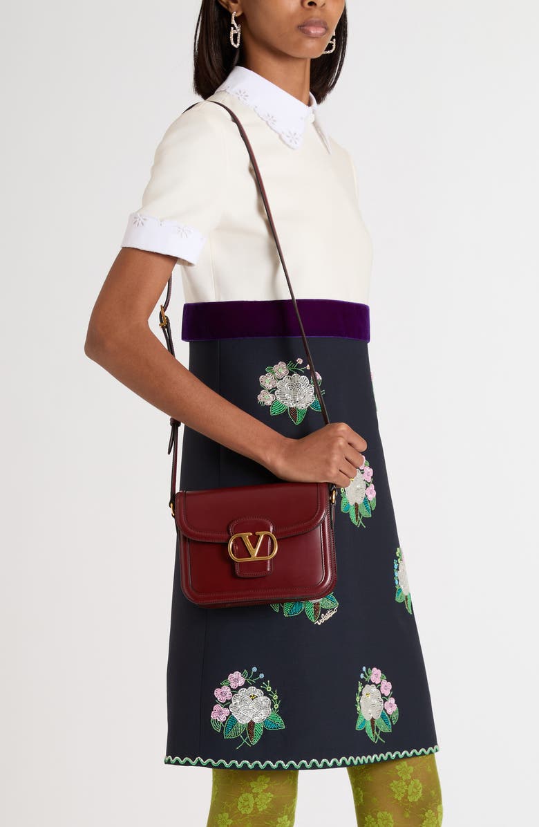 Valentino Garavani Small 9TO5 Leather Shoulder Bag, Alternate, color, Brick Ruby