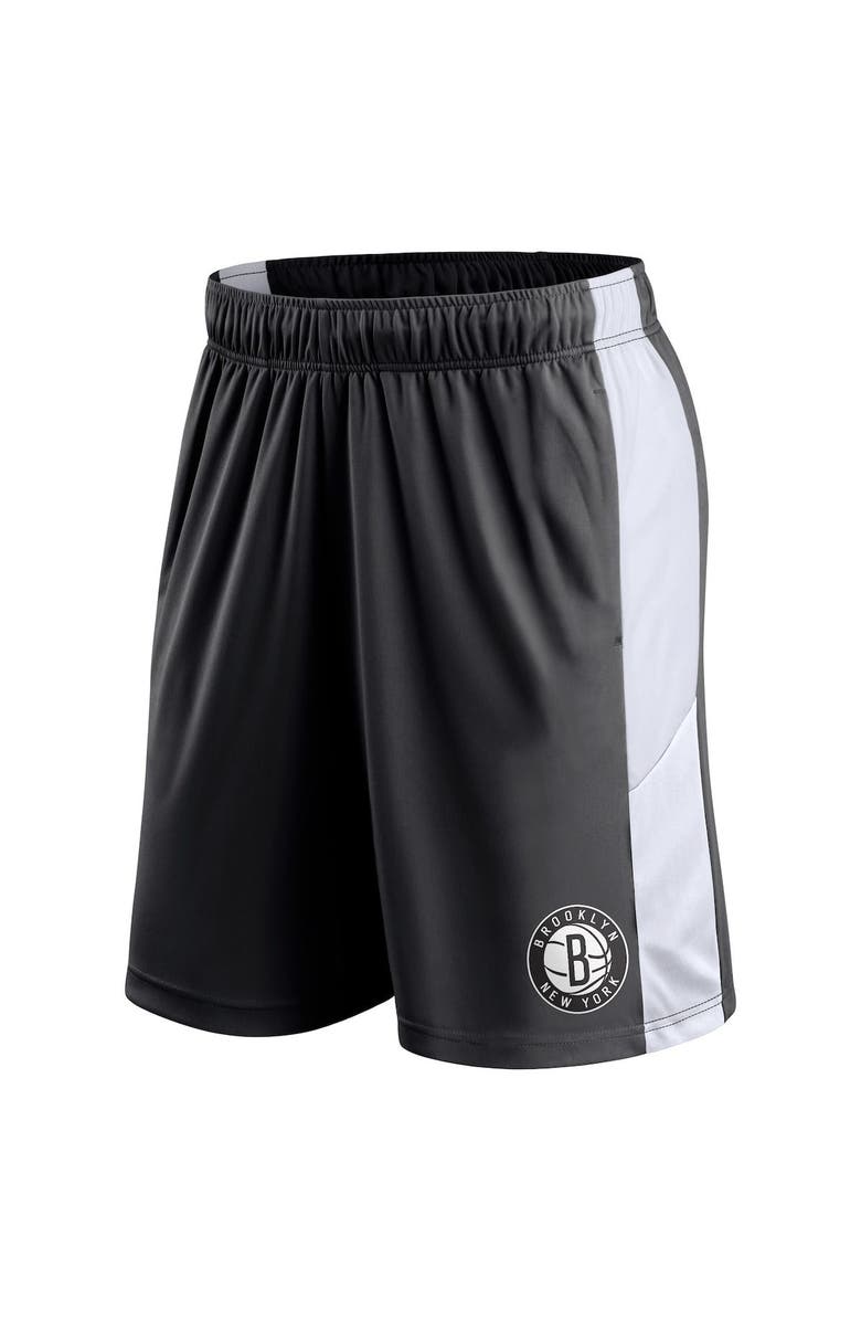 FANATICS Men's Fanatics Black Brooklyn Nets Champion Rush Colorblock Performance Shorts, Alternate, color,