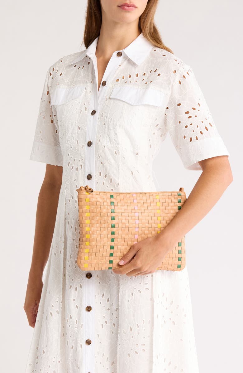 Clare V. Woven Leather Flat Clutch, Alternate, color,