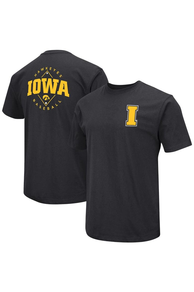 Men's Colosseum Black Iowa Hawkeyes Baseball On-Deck 2-Hit T-Shirt, Alternate, color, Black