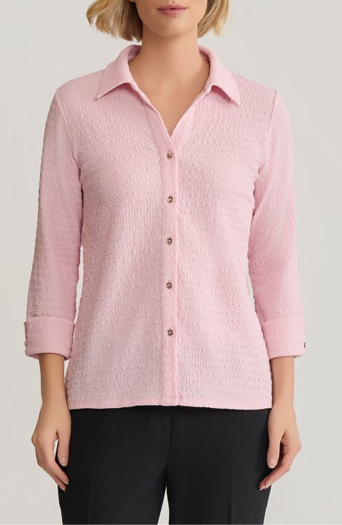 Ridge Knit Button-Up Shirt (Regular 
Petite)