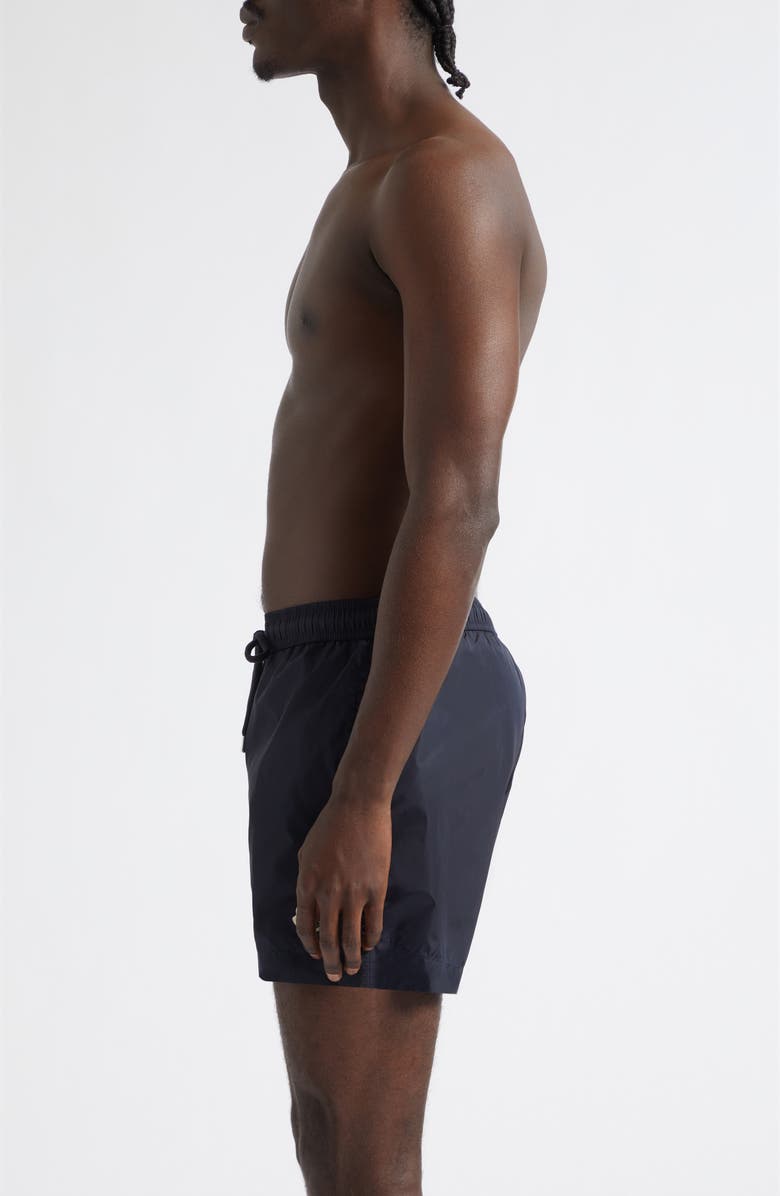 Moncler Logo Patch Swim Trunks, Alternate, color, Naval Blue