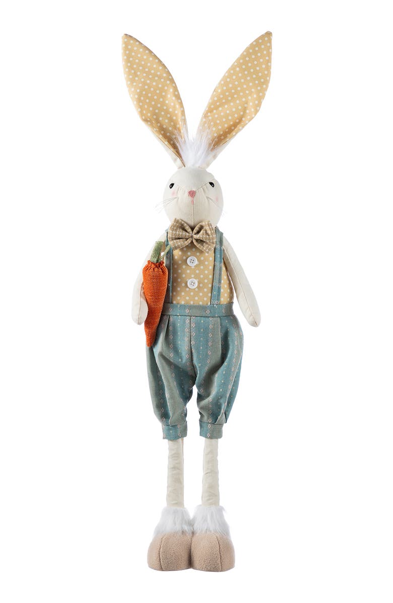 Glitzhome Easter Fabric Boy Bunny with Telescoping Legs, Alternate, color, Blue