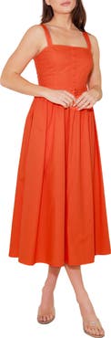 FREEMARKET Belted Cotton Midi Dress