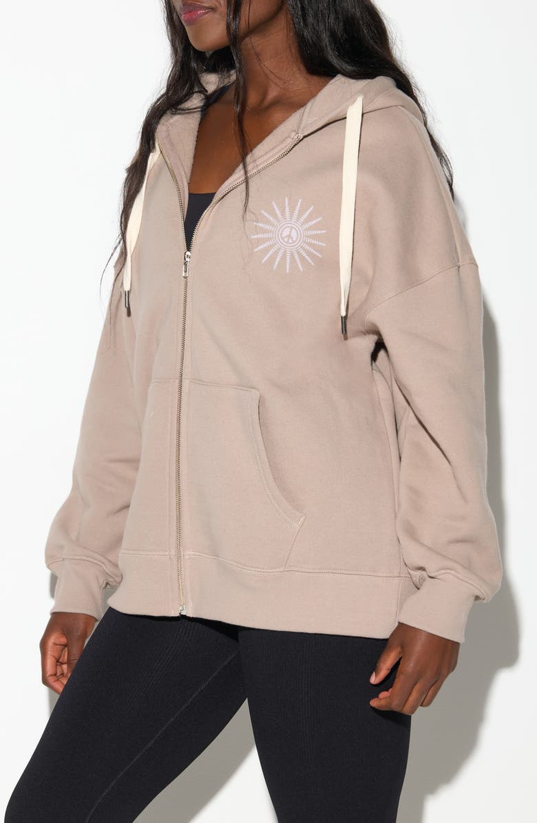 Spiritual Gangster Emit Peace Boyfriend Zip Hoodie, Alternate, color, Moon Rock