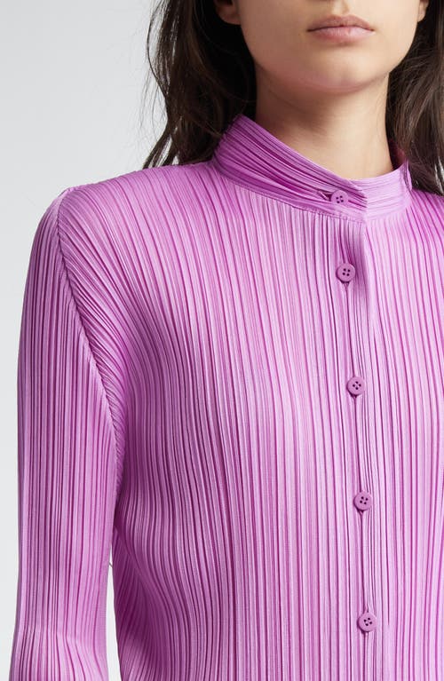 Issey Miyake Pleats Please Monthly Colors January Pleated Button-up Top In Purple Pink