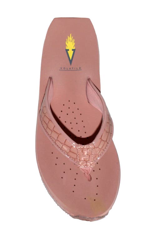 Volatile 'mini Croco' Wedge Sandal In Coral