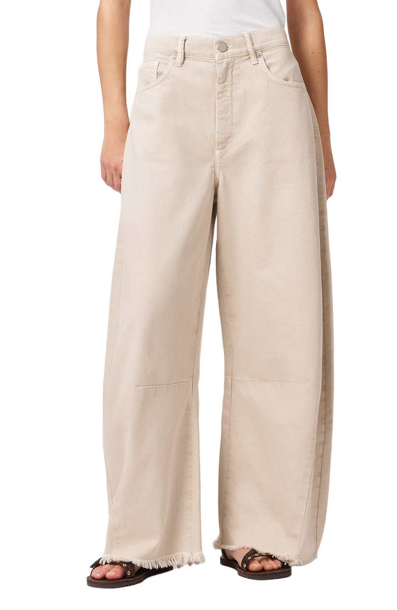 AllSaints Payton Frayed Hem Wide Leg Jeans, Main, color, Cream White