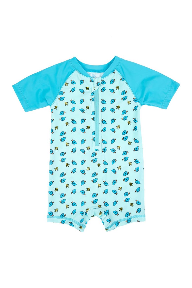 Baby One-Piece Rashguard, UPF 50+ Sun Protection Swimwear, Main, color, AQUA