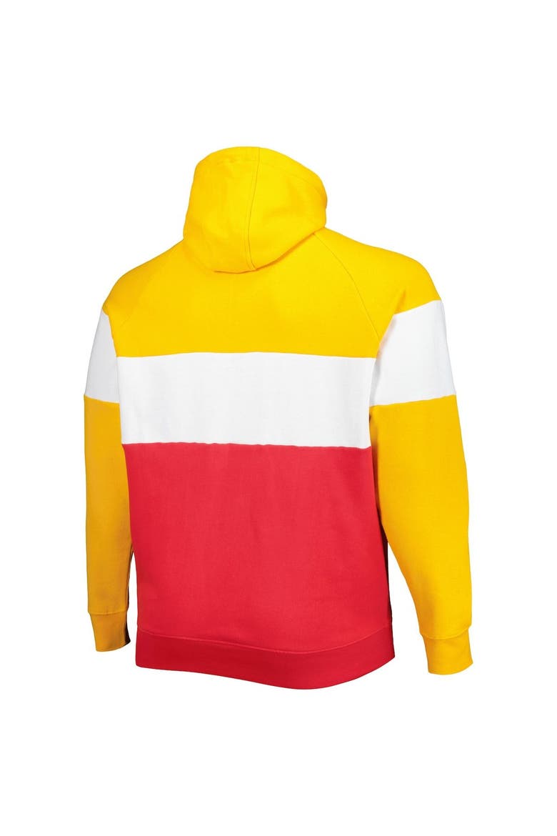 Men's New Era Gold/Red Kansas City Chiefs Big & Tall Current Team Colorblock Fleece Raglan Pullover Hoodie, Alternate, color, Red