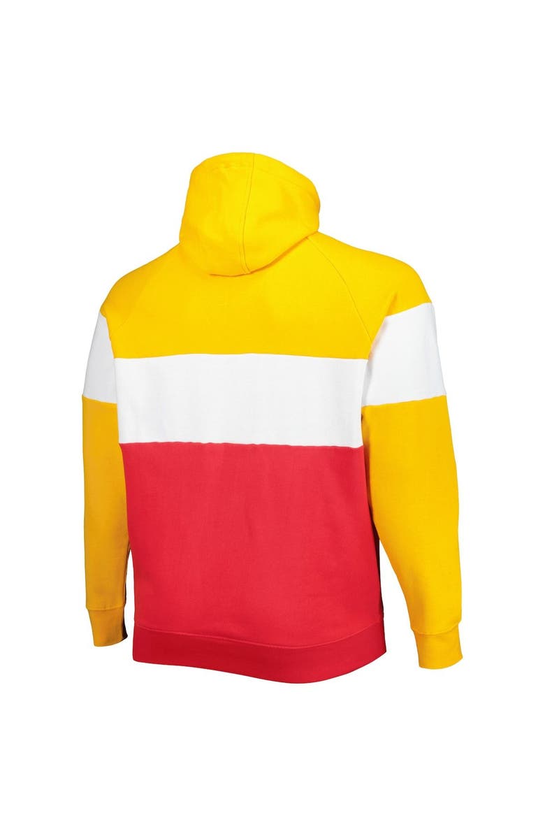 New Era Men's New Era Gold/Red Kansas City Chiefs Big & Tall Current Team Colorblock Fleece Raglan Pullover Hoodie, Alternate, color, Red