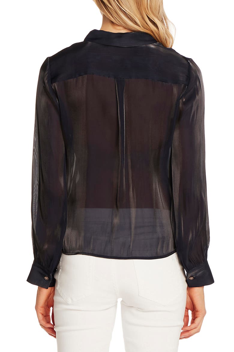 Tie Front Iridescent Blouse, Alternate, color, NIGHT NAVY