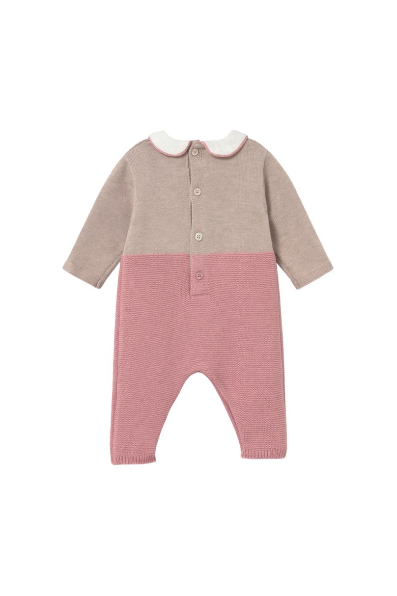 Tricot Romper with Bow Detail, Alternate, color, Pink