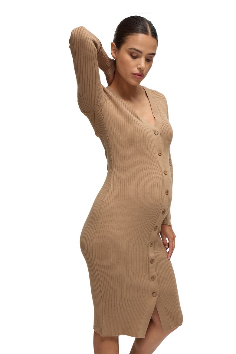 The Close Knit Midi Maternity Sweater Dress, Alternate, color, Taupe