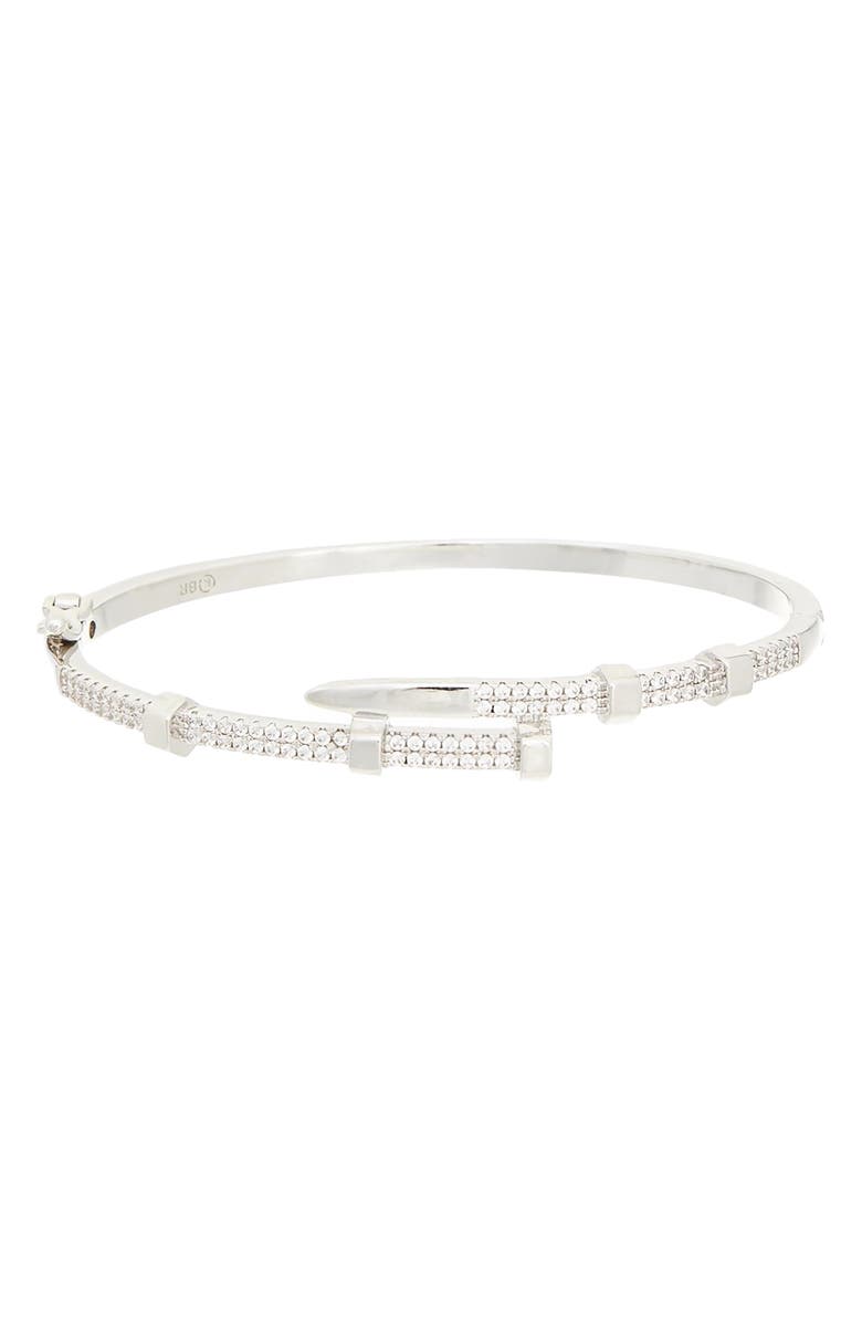 Juvell Pavé Nail Bangle Bracelet, Main, color, Silver