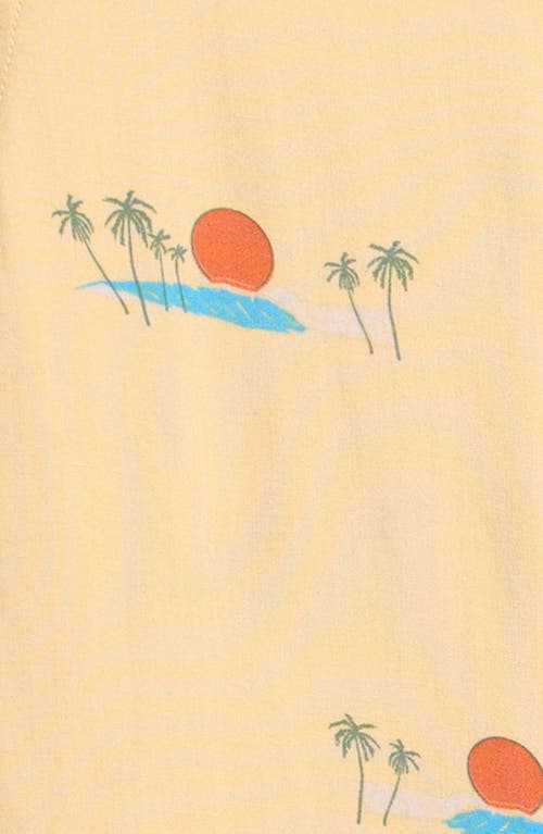 Rip Curl Kids' Print Short Sleeve Button-up Shirt In Nude