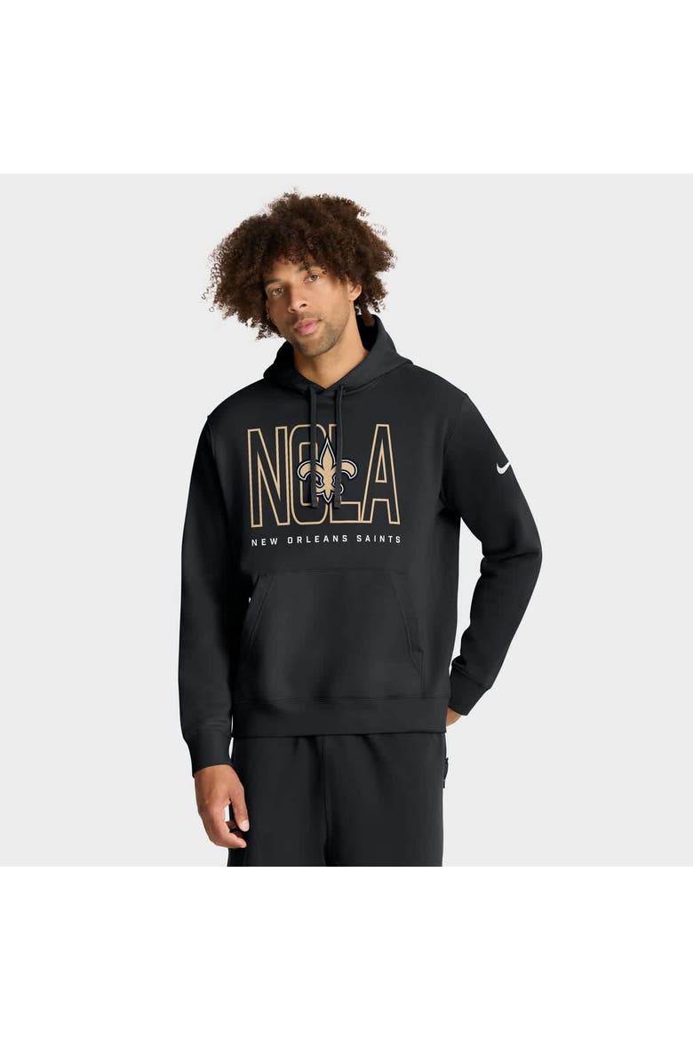 Men's Nike Black New Orleans Saints Busted Play Club Fleece Pullover Hoodie, Main, color, Black
