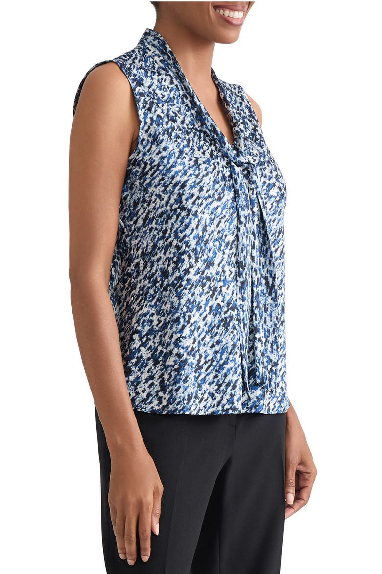 Blurred Print Tie Neck Sleeveless Top, Alternate, color, BLUE NIGHT MULTI