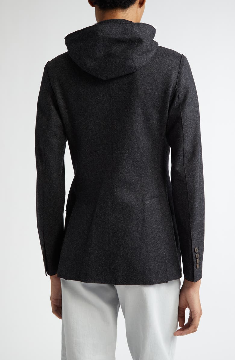 Eleventy Wool Blend Flannel Blazer with Removable Hooded Bib, Alternate, color, 22N Black