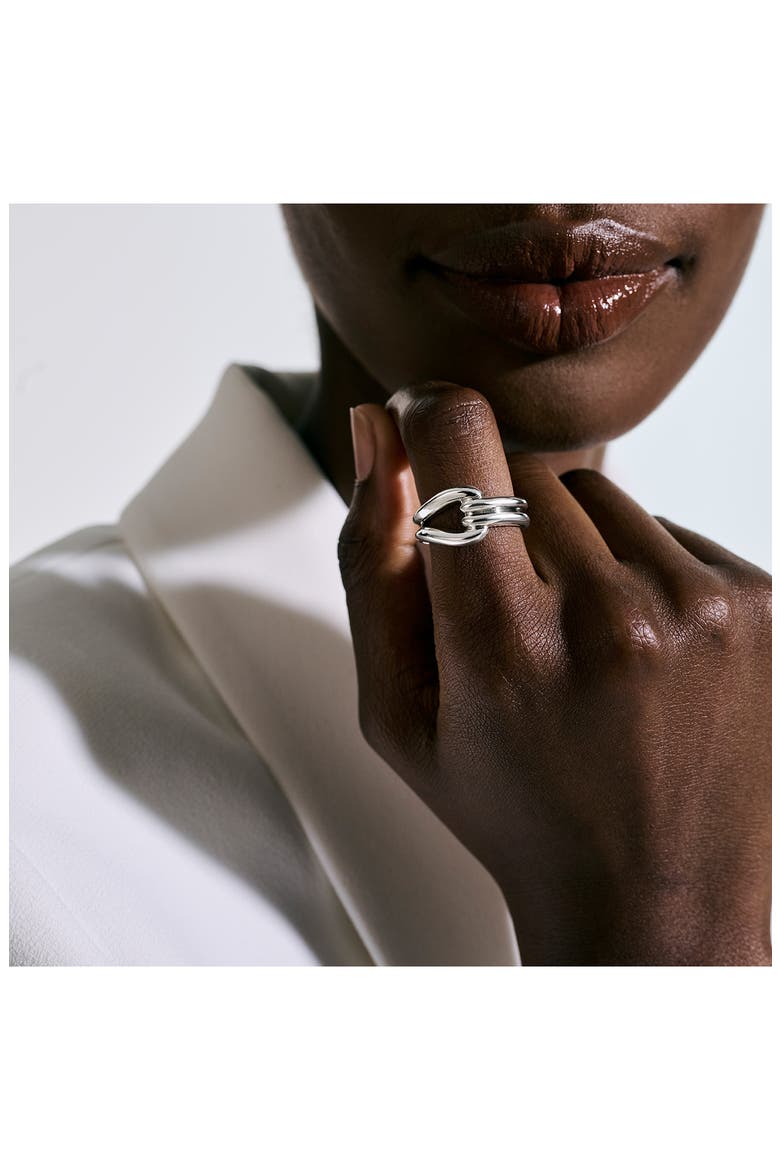 Surf Link Ring, Alternate, color, SILVER