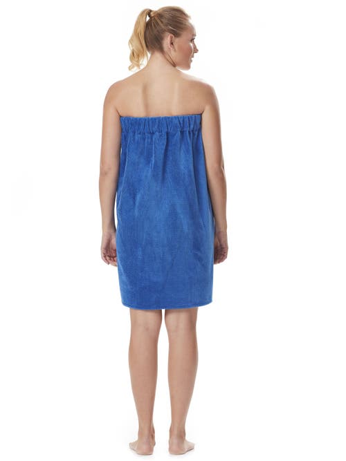 Arus Gots Certified Organic Cotton Shower Bath Wrap In Blue