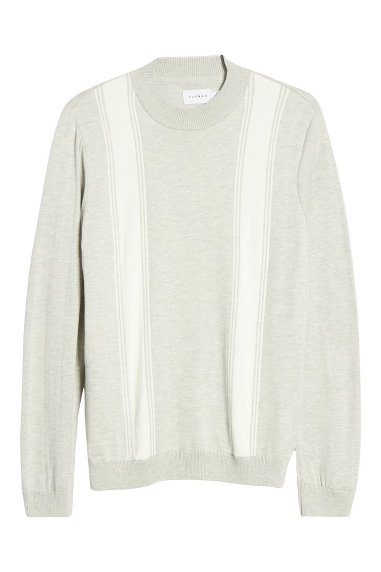 Stripe Mock Neck Sweater, Alternate, color, GREY MULTI