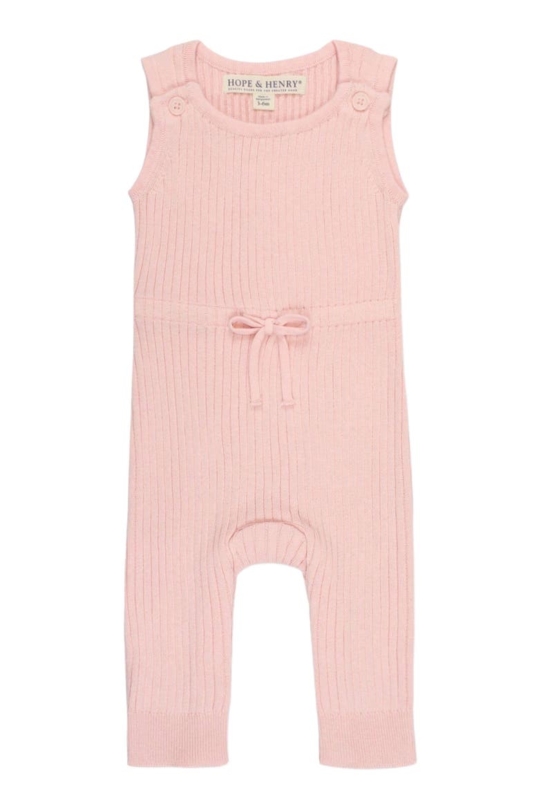 Baby Cinched Waist Romper & Jacquard Blanket Gift Set, Alternate, color, Light Pink
