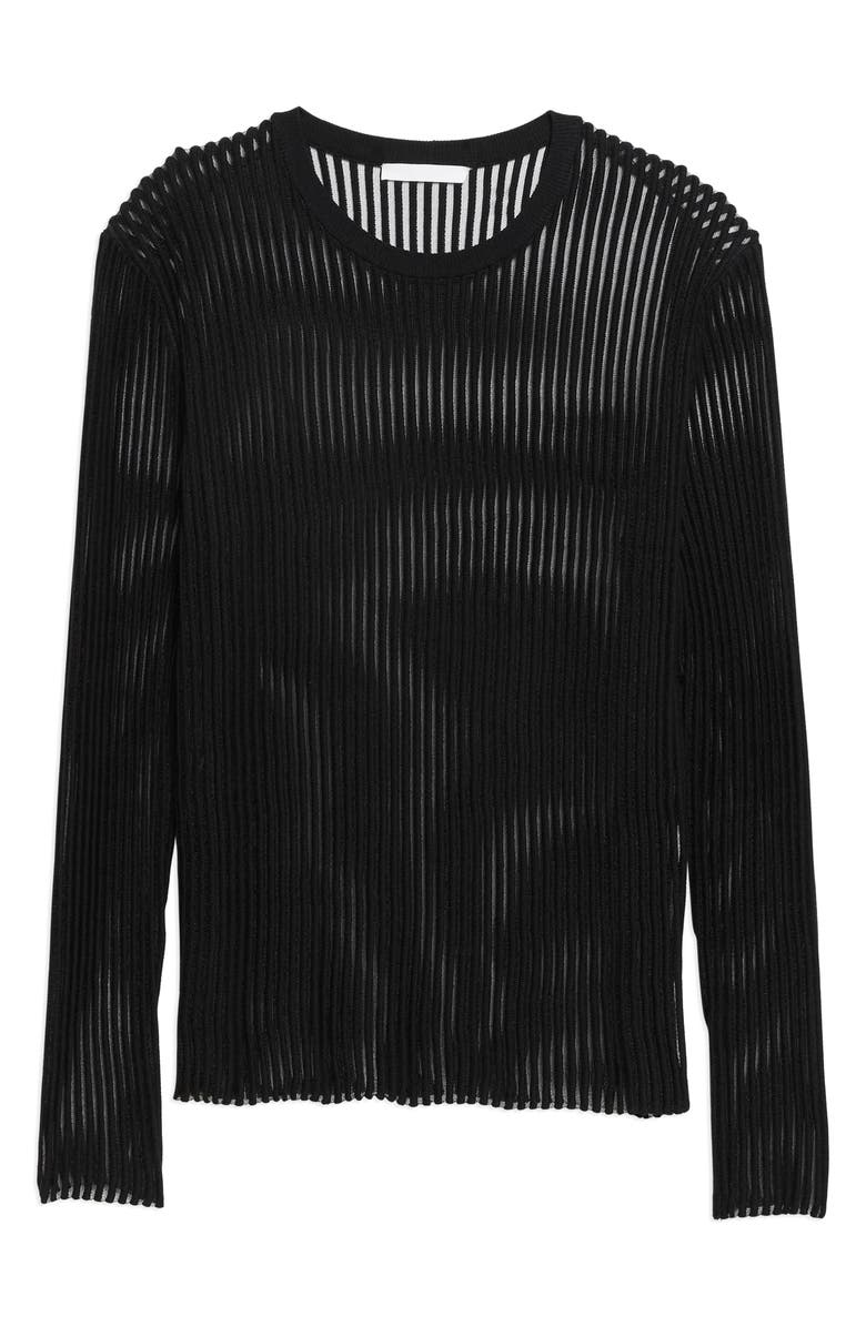 Helmut Lang Sheer Stripe Crewneck T-Shirt, Alternate, color, 