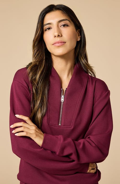 Softies Athleisure Dreamtech 1/4 Zip Jogger Set In Burgundy