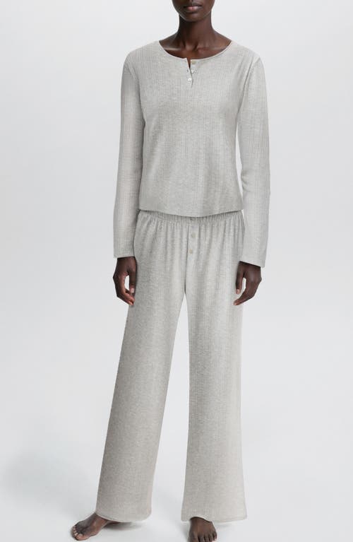 Mango Teen Pointelle Long Pajamas In Gray