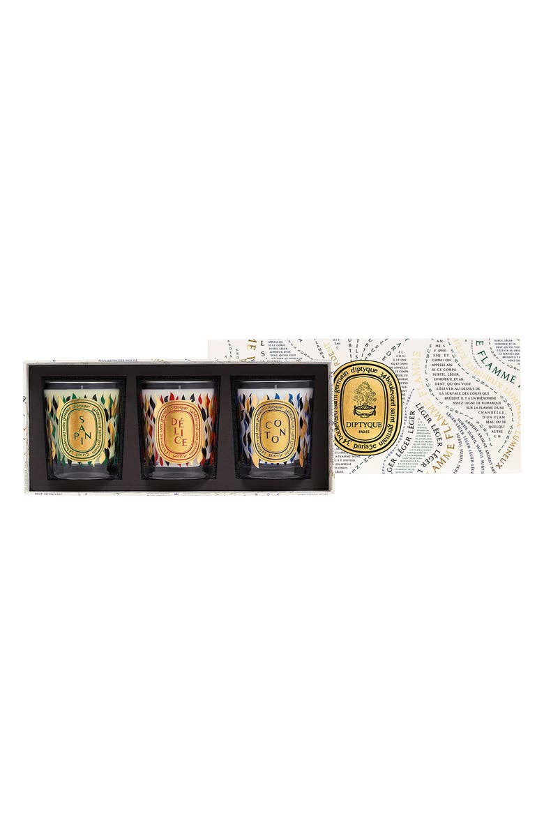 Diptyque Sapin (Pine), Coton (Cotton) & Délice Holiday Candle Gift Set, Alternate, color, 