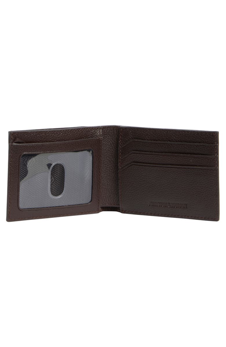 Johnston & Murphy Pebbled Leather Bifold Wallet, Alternate, color, Dark Brown