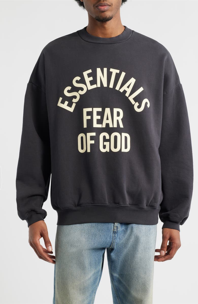 Fear of God Essentials Campus '90s Fleece Logo Graphic Sweatshirt, Main, color, 