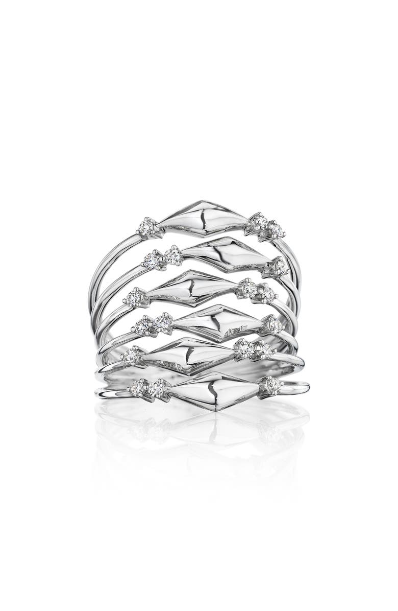 Hueb Luminus Stacked Diamond Ring, Main, color, White Gold
