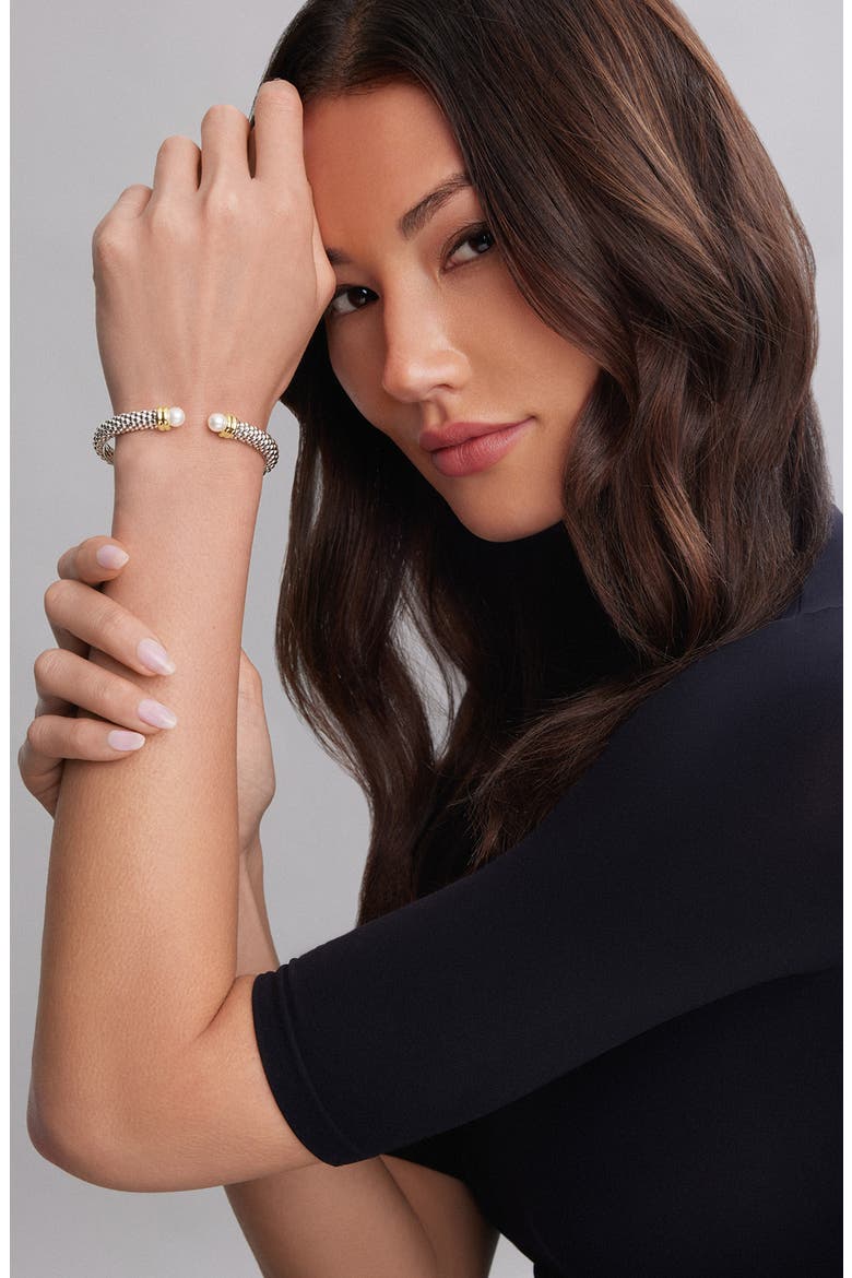 Luna Pearl Cuff Bracelet, Alternate, color, SILVER/ PEARL