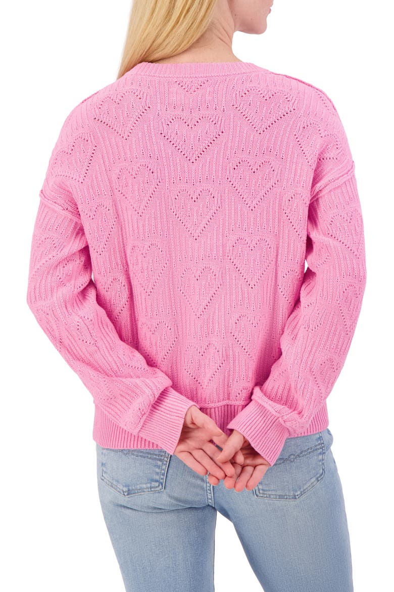 Heart Stitch Sweater, Alternate, color, ROSEBLOOM