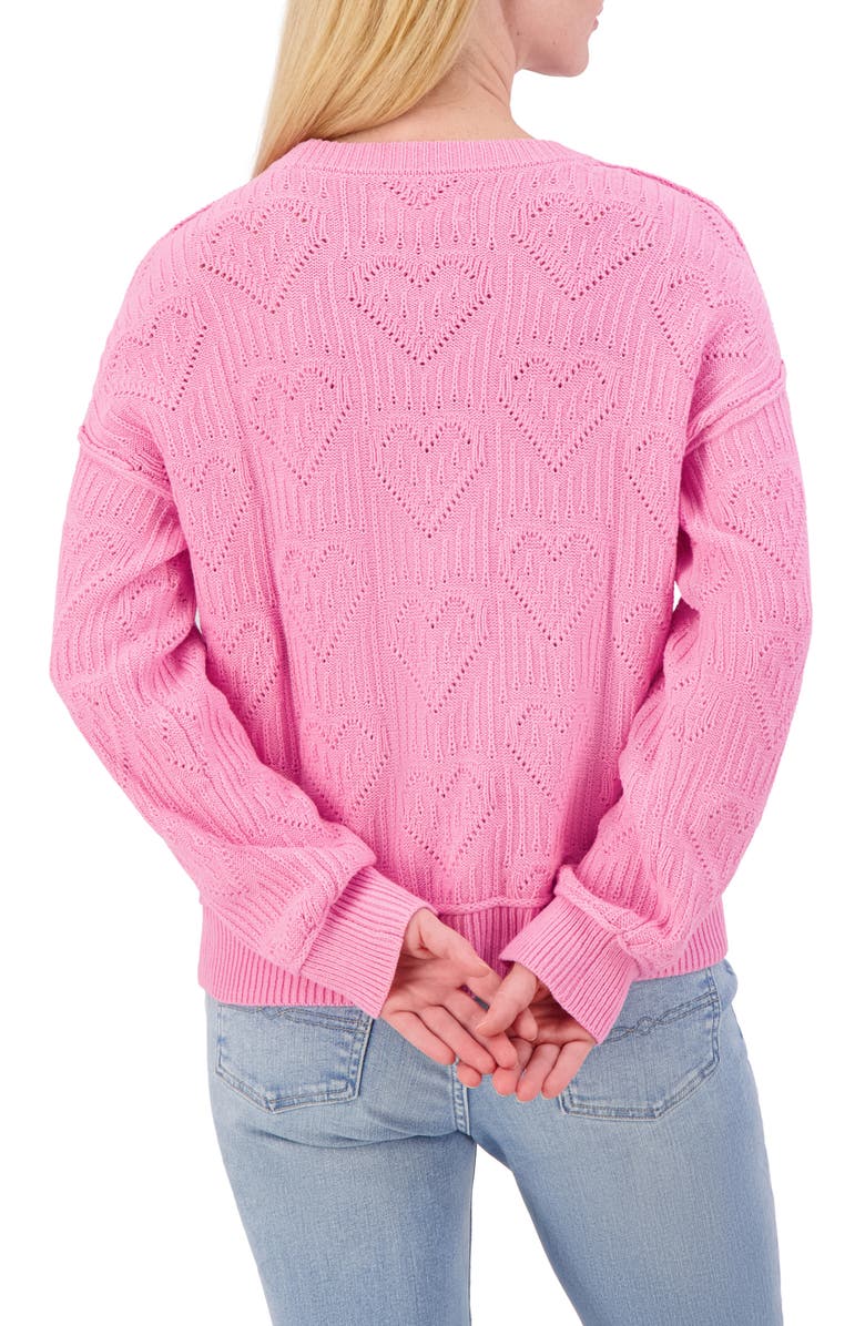 Lucky Brand Heart Stitch Sweater, Alternate, color, Rosebloom