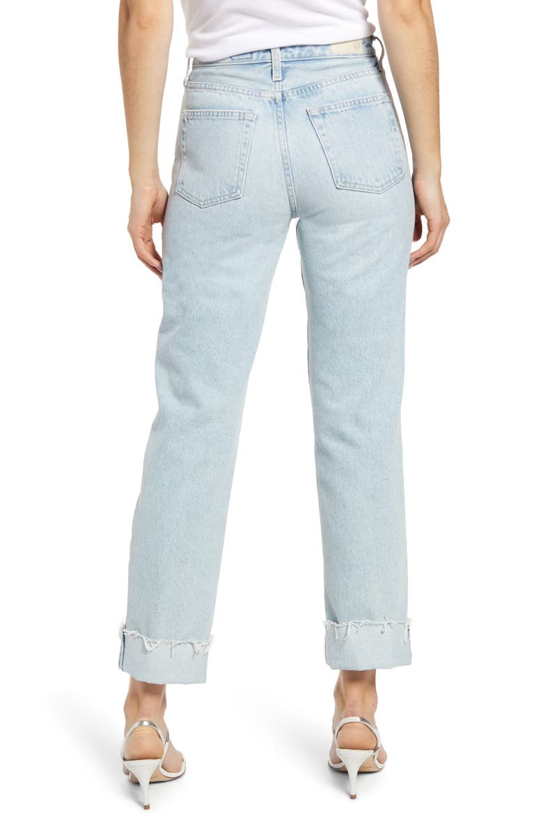 AG Alexxis High Waist Raw Hem Straight Leg Jeans, Alternate, color, Fame
