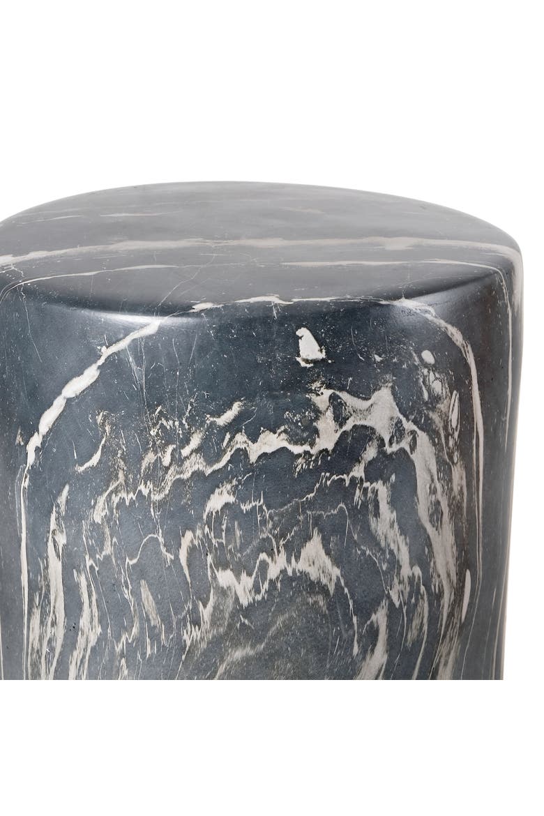 Troy Modern Faux Marble Cylinder Accent Table, Round Pedestal End Table & Decorative Indoor Stool for Living Room, Alternate, color, Black Marble Finish