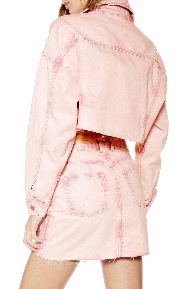 Topshop Acid Wash Jacked Denim Jacket, Alternate, color,