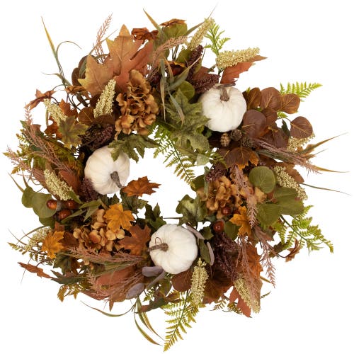Northlight Pumpkins And Leaves Artificial Fall Harvest Wreath In Multi