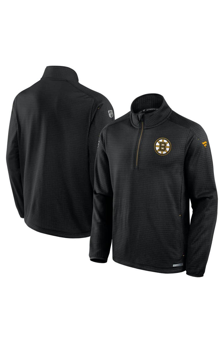 FANATICS Men's Fanatics Black Boston Bruins Big & Tall Authentic Pro Quarter-Zip Top, Alternate, color, Black