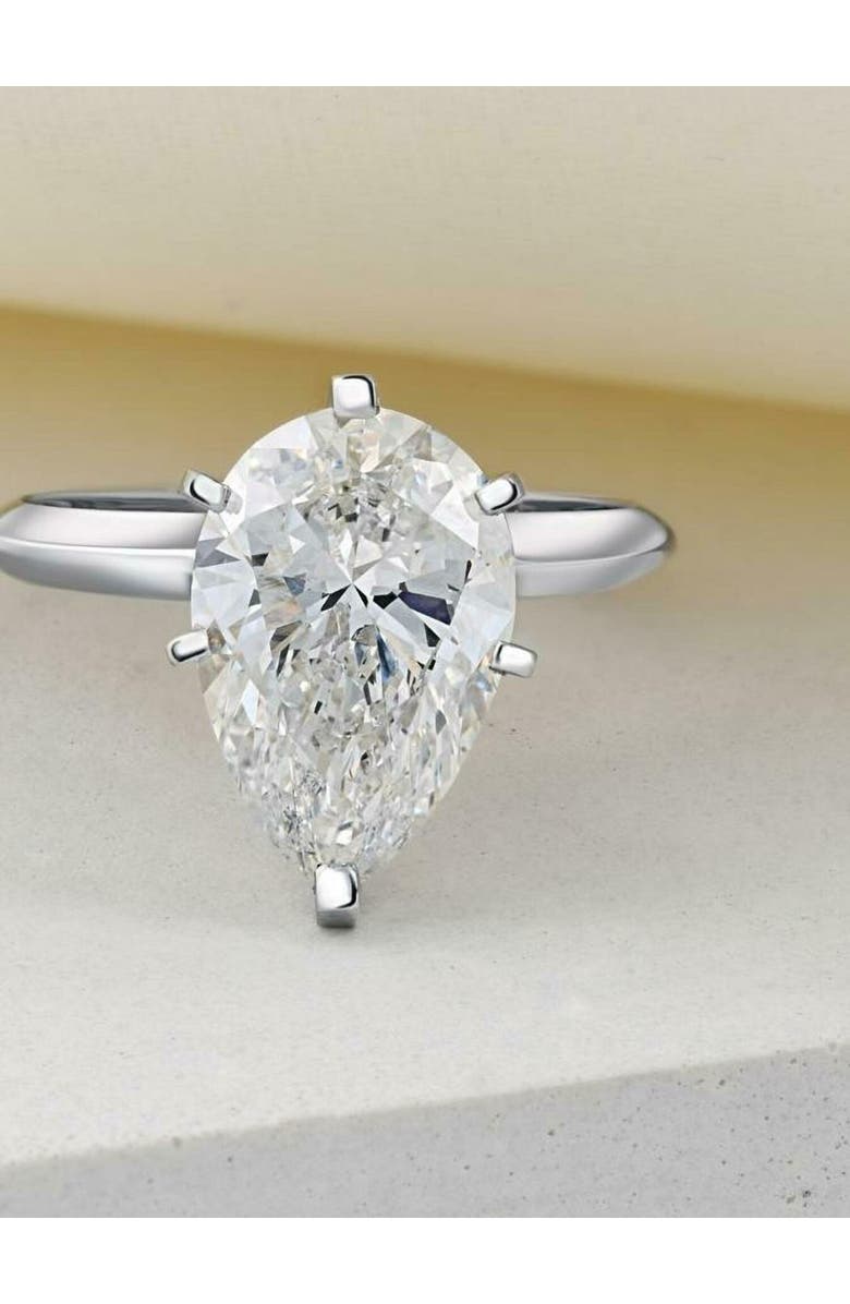 Bliss Diamond 3CT Platinum Pear Shaped Diamond 6-Prong Solitaire Engagement Ring Lab Grown, Alternate, color, Platinum