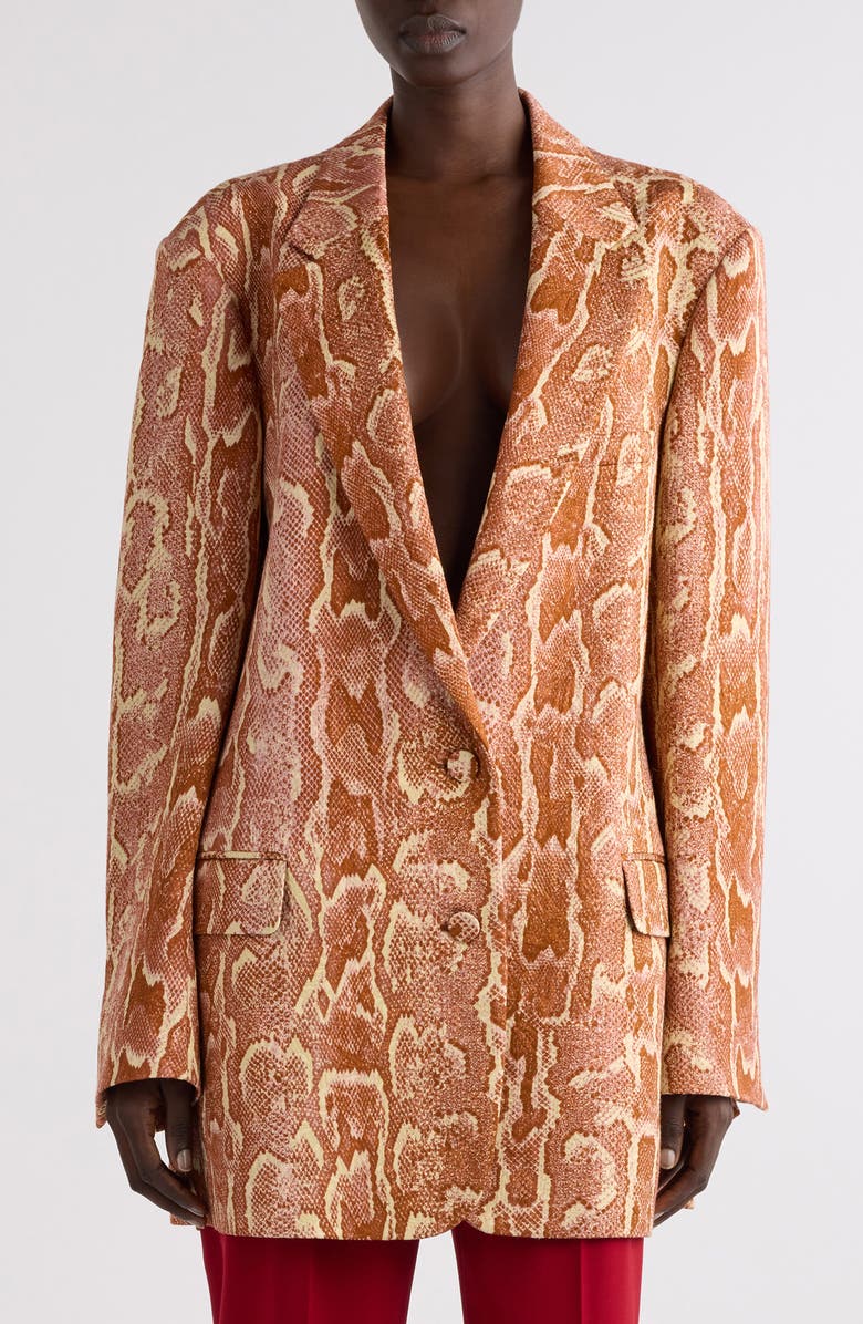 Dries Van Noten Basti Snakeskin Print Single Breasted Blazer, Main, color,