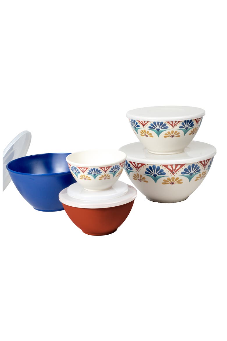Rio Medallion Set Of 5 Nesting Mixing Bowls, Main, color, WHITE MULTI