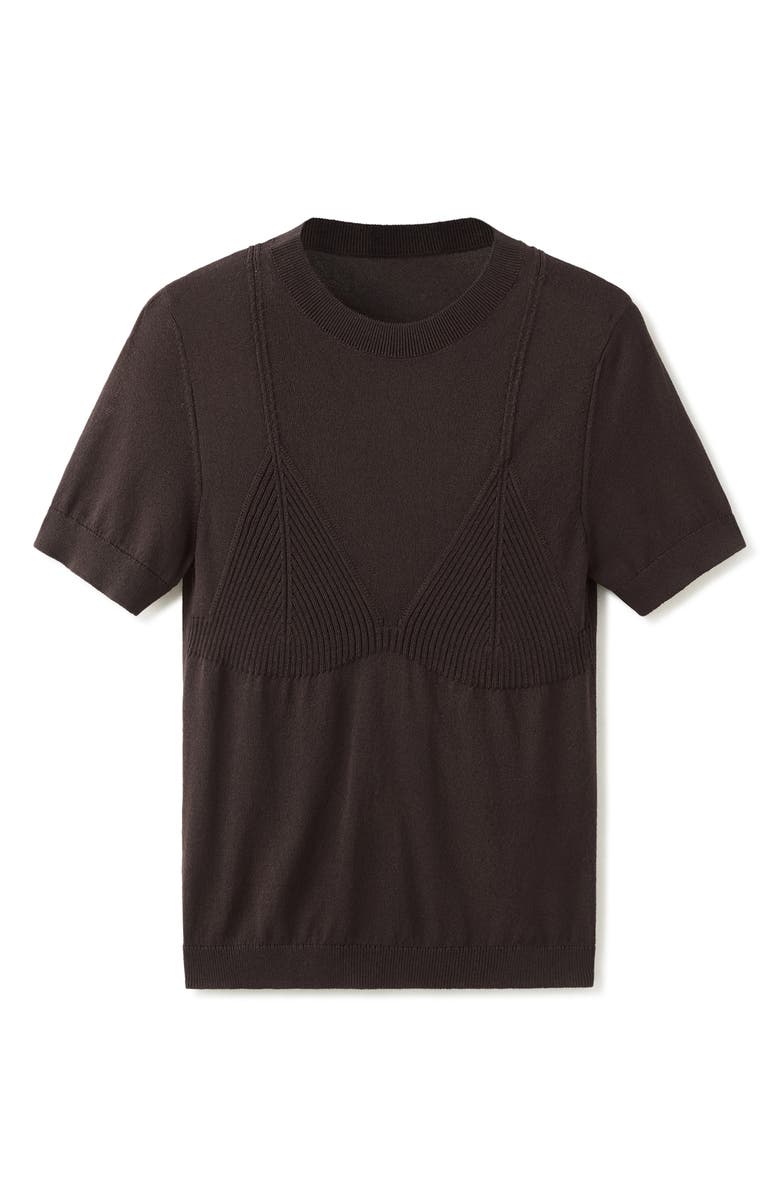 MANGO Short Sleeve Sweater, Alternate, color, Brown