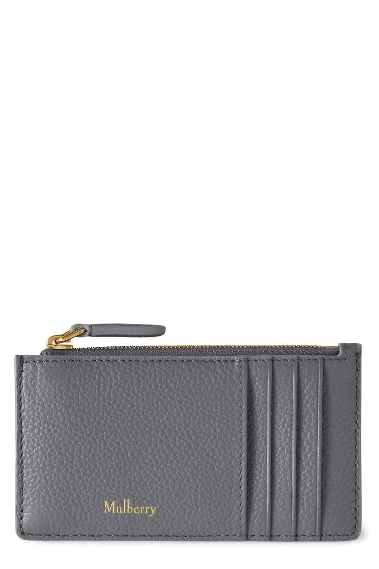 Continental Zip Leather Card Holder, Main, color, FOGGY GREY