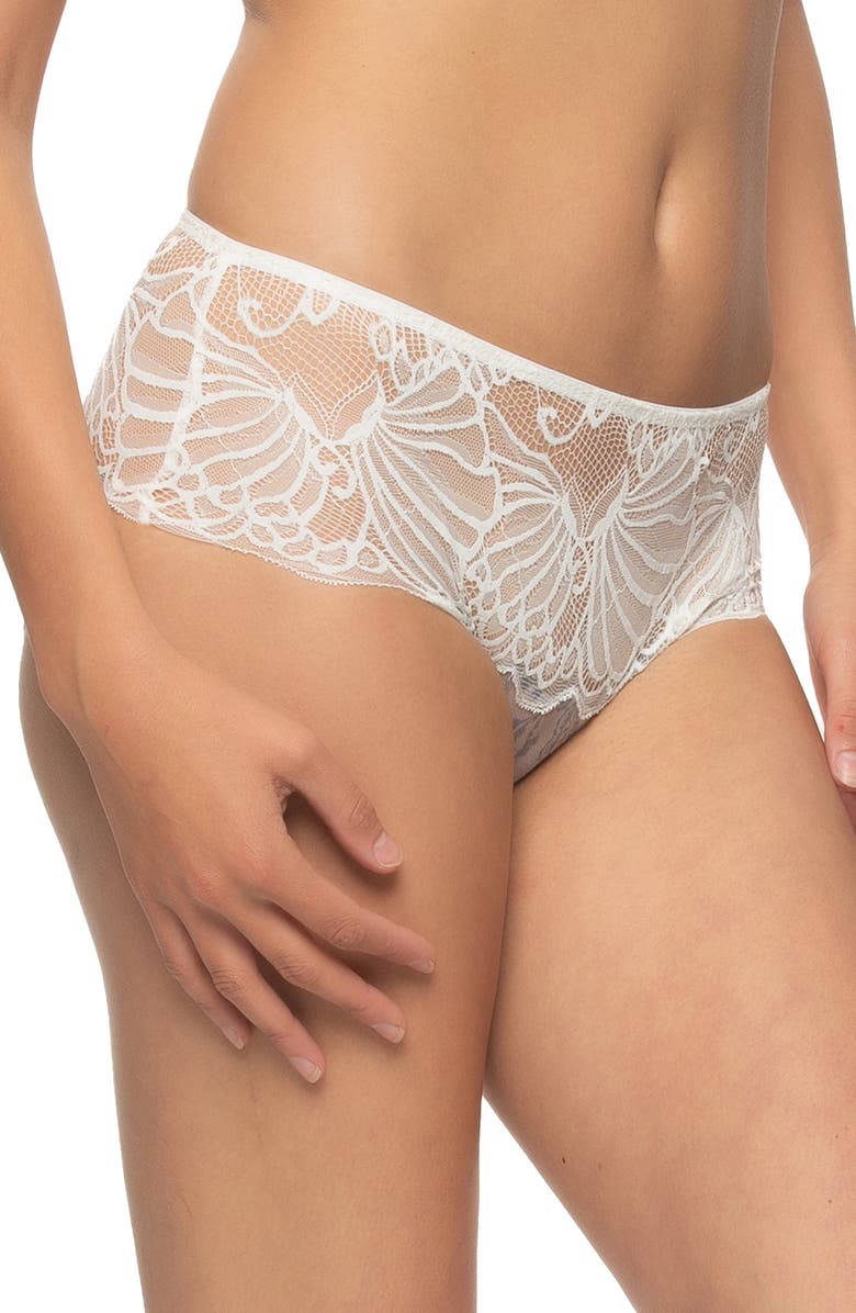 Felina Tempting Floral Lace Hipster Panties, Alternate, color, White