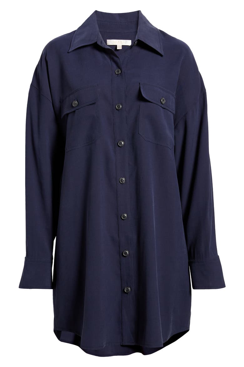 Huxley Long Sleeve Shirtdress, Alternate, color, NAVY