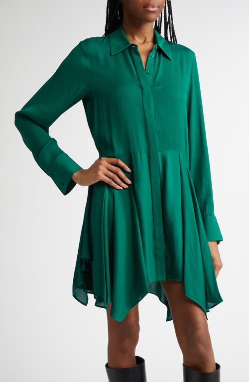 Alice And Olivia Alice + Olivia Avita Long Sleeve Asymmetric Shirtdress In Forest Green